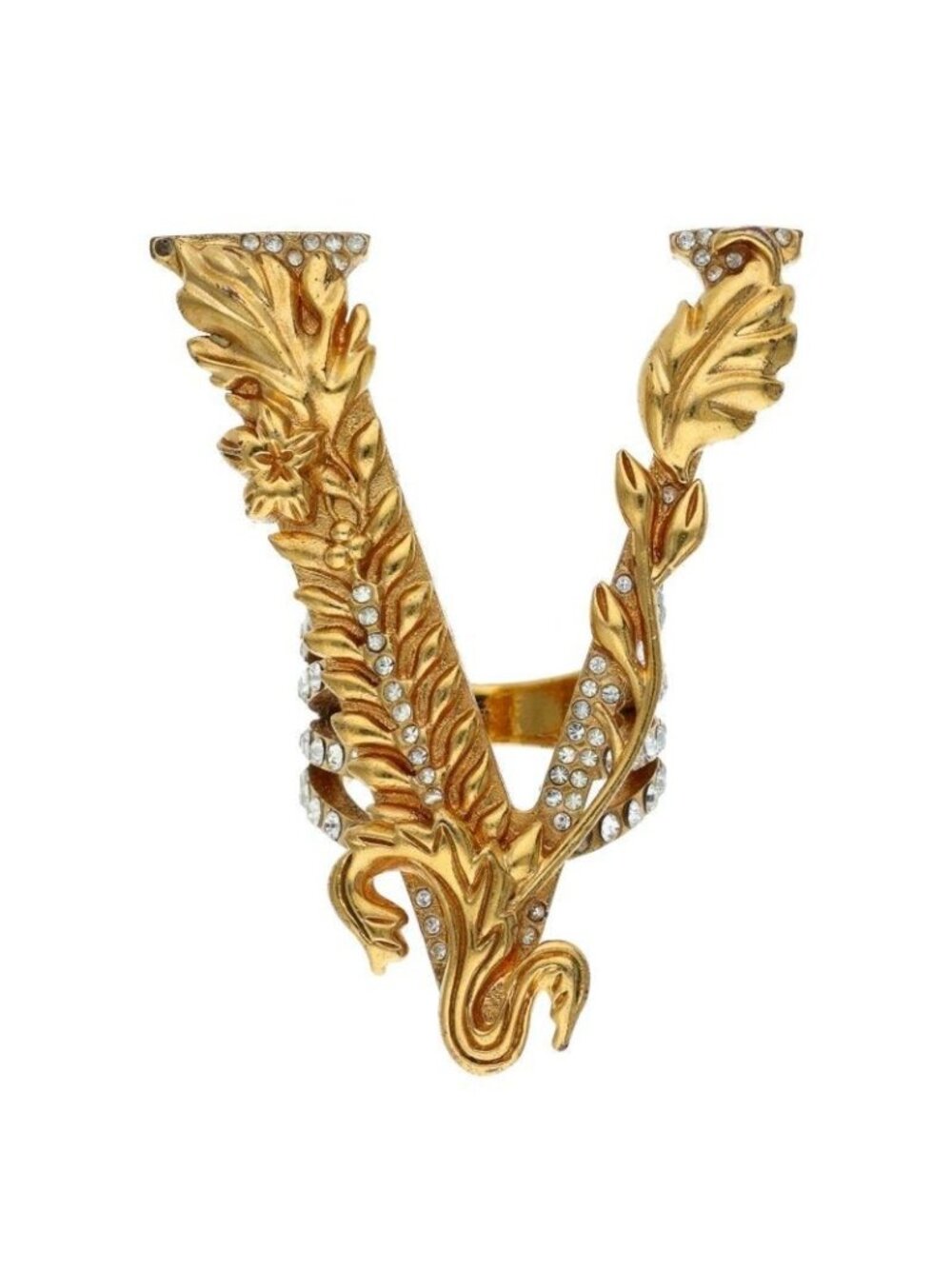 Versace Stone Embellished Logo Ring